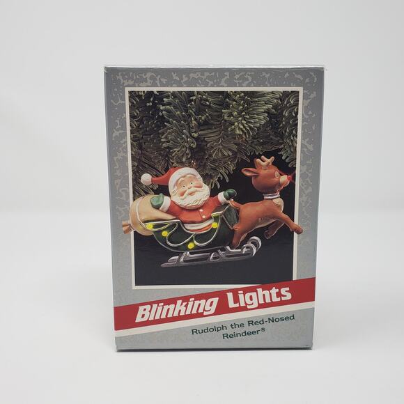 1989 Hallmark Rudolph The Red-Nosed Reindeer Blinking Light Magic Ornament - Picture 1 of 6